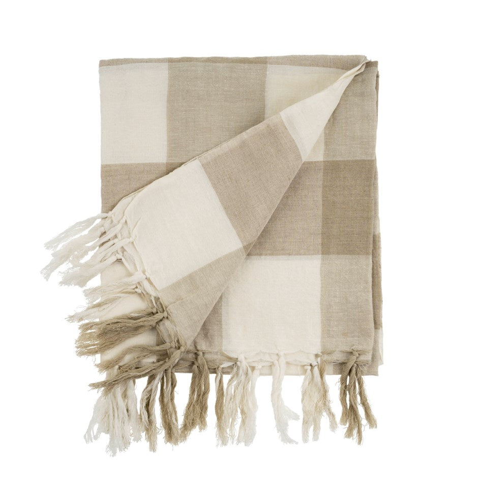 Linen Gingham Throw Sand