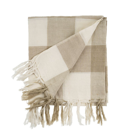 Linen Gingham Throw Sand