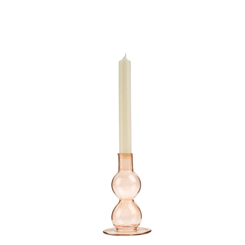 Glass Candlestick Pink